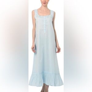 Blue  MISS LAVISH LONDON Sleeveless Chemise with Ruffled Hem, NIGHT GOWN, SIZE16